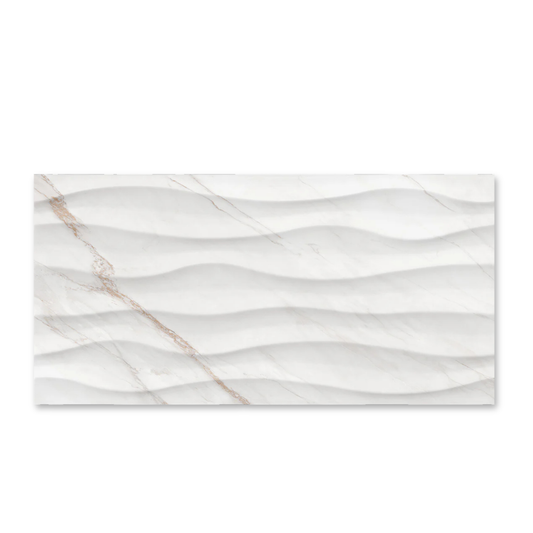 Gleaming Glossy Ceramics: Luxurious White tiles with a Golden Touch