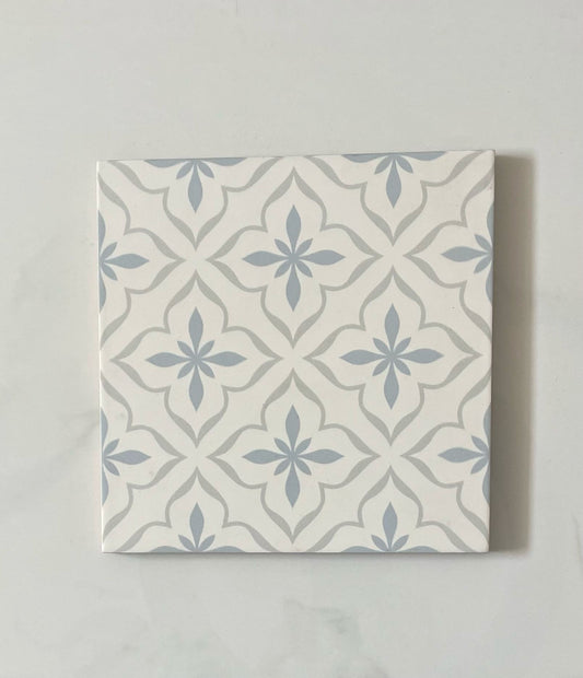 Charming Blue Ceramic Tiles with Antique Cube Pattern