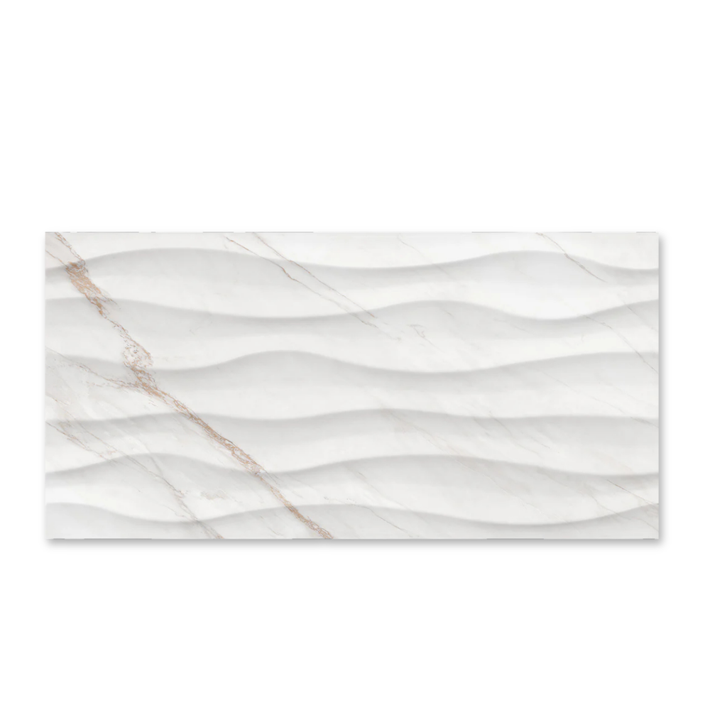 Gleaming Glossy Ceramics: Luxurious White tiles with a Golden Touch