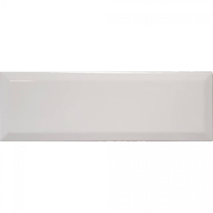 Lustrous White Ceramic Wall Tiles - Biselado 10x30 Gloss Bevelled