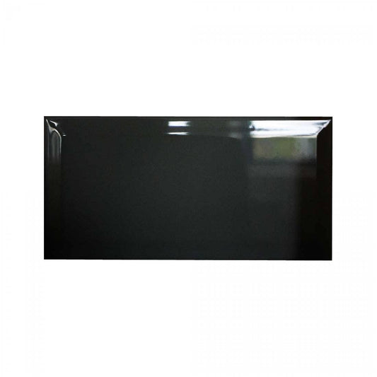 Shimmering Black Gloss Ceramic Wall Tiles - 10x20 Biselado Collection