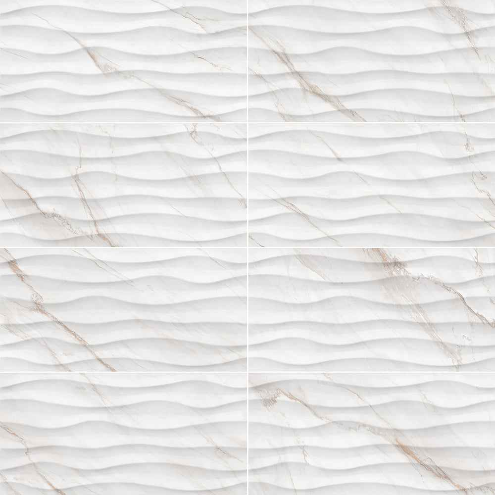 Gleaming Glossy Ceramics: Luxurious White tiles with a Golden Touch