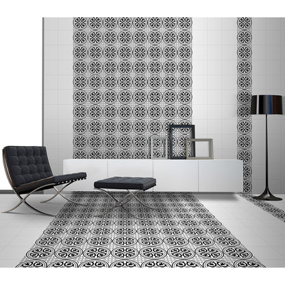 Black Matte Ceramic Tiles in Vintage Cube Pattern
