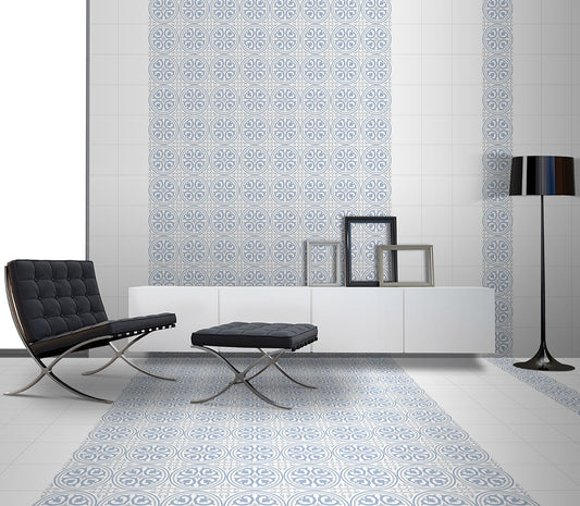 Charming Blue Retro Cube Ceramic Tiles 20x20 Matt Finish